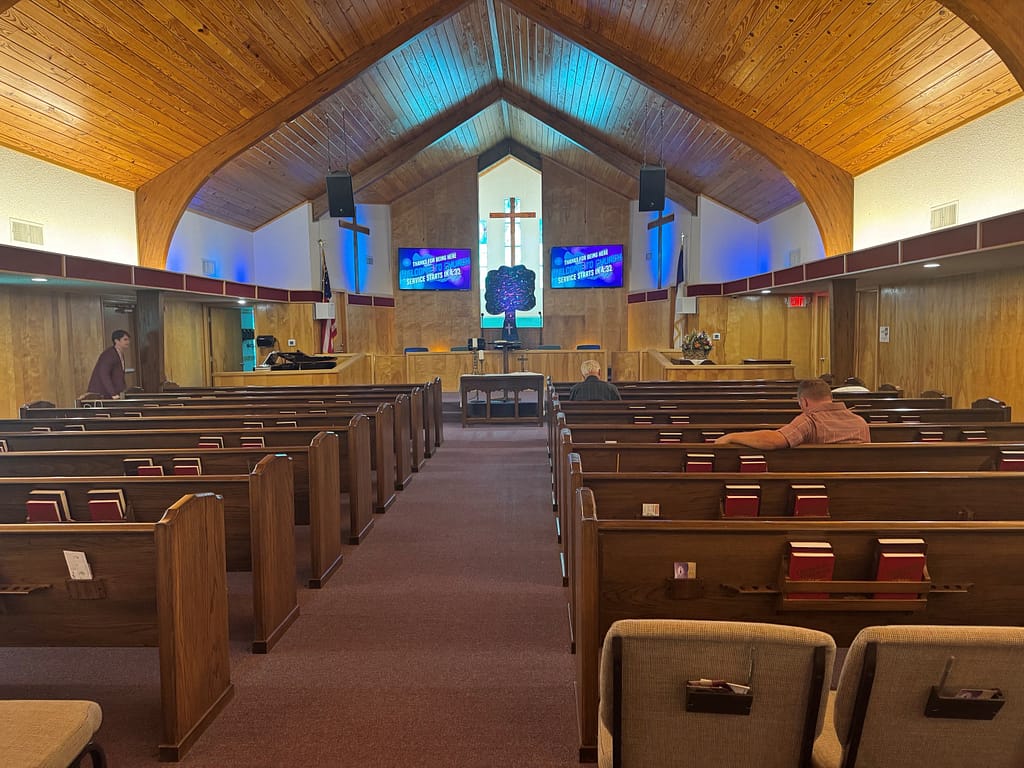 Full view of the sanctuary at FBC Gordonville, TX