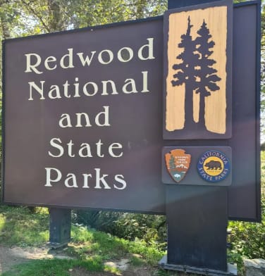 Entrance sign at Redwood National and State Parks