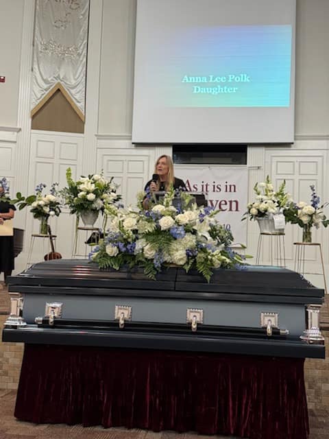 Dad's Funeral at First Baptist Church. Anna Lee speaking.