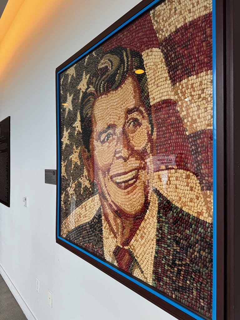 Portrait of Ronald Reagan at Presidential Library made from Jelly Beans
