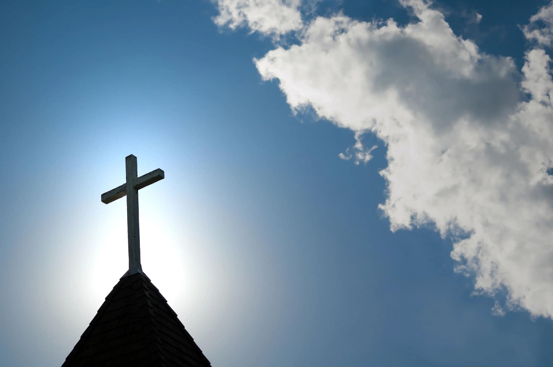 Sky, clouds, cross on steeple